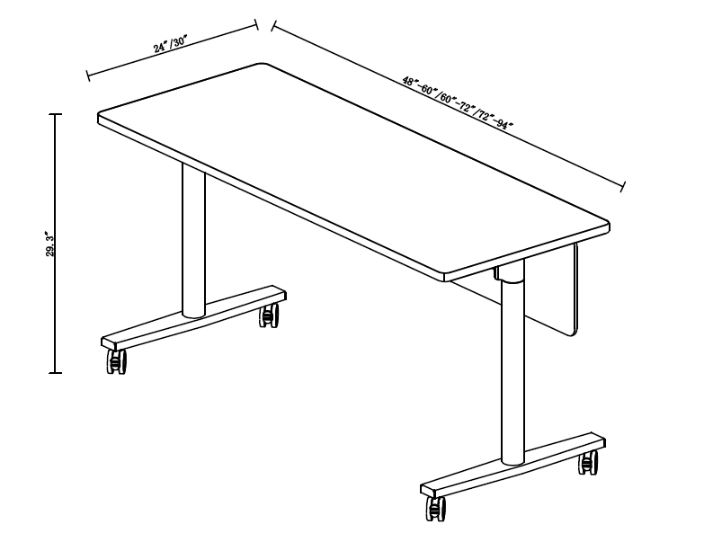 Disegno di Traini da tavolo ribaltabile con gamba rotonda